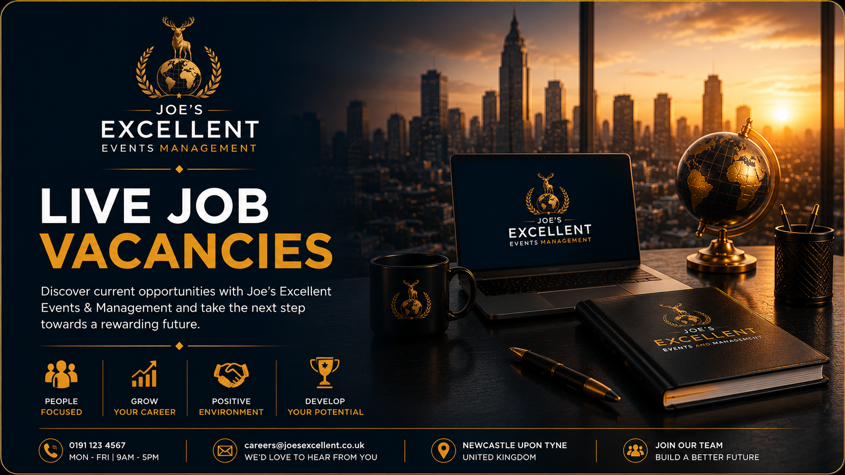 Live job vacancies at Joe's Excellent Events and Management